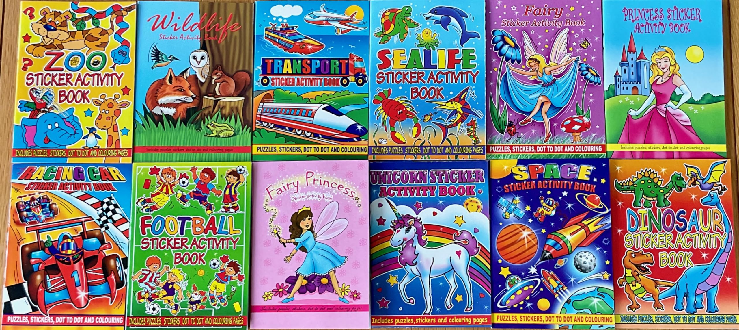 12 x Assorted Mini Activity Colour Sticker A6 Books Children Party Bag Fillers