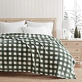 Martha Stewart - Blanket, Incredibly Soft Throw Blanket for Couch or Bed, Printed Plush & Oversized Bedding (Madison Gingham Green, 60" x 70")