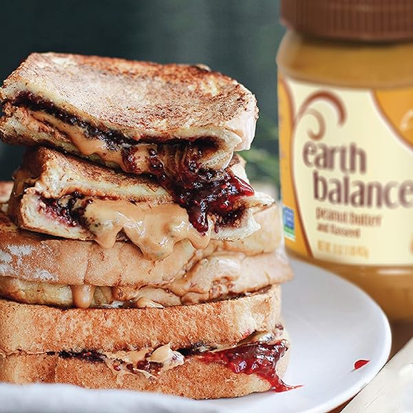 EARTH BALANCE CREAMY PEANUT BUTTER AND FLAXSEED SPREAD, VEGAN AND GLUTEN FREE, 16 OZ