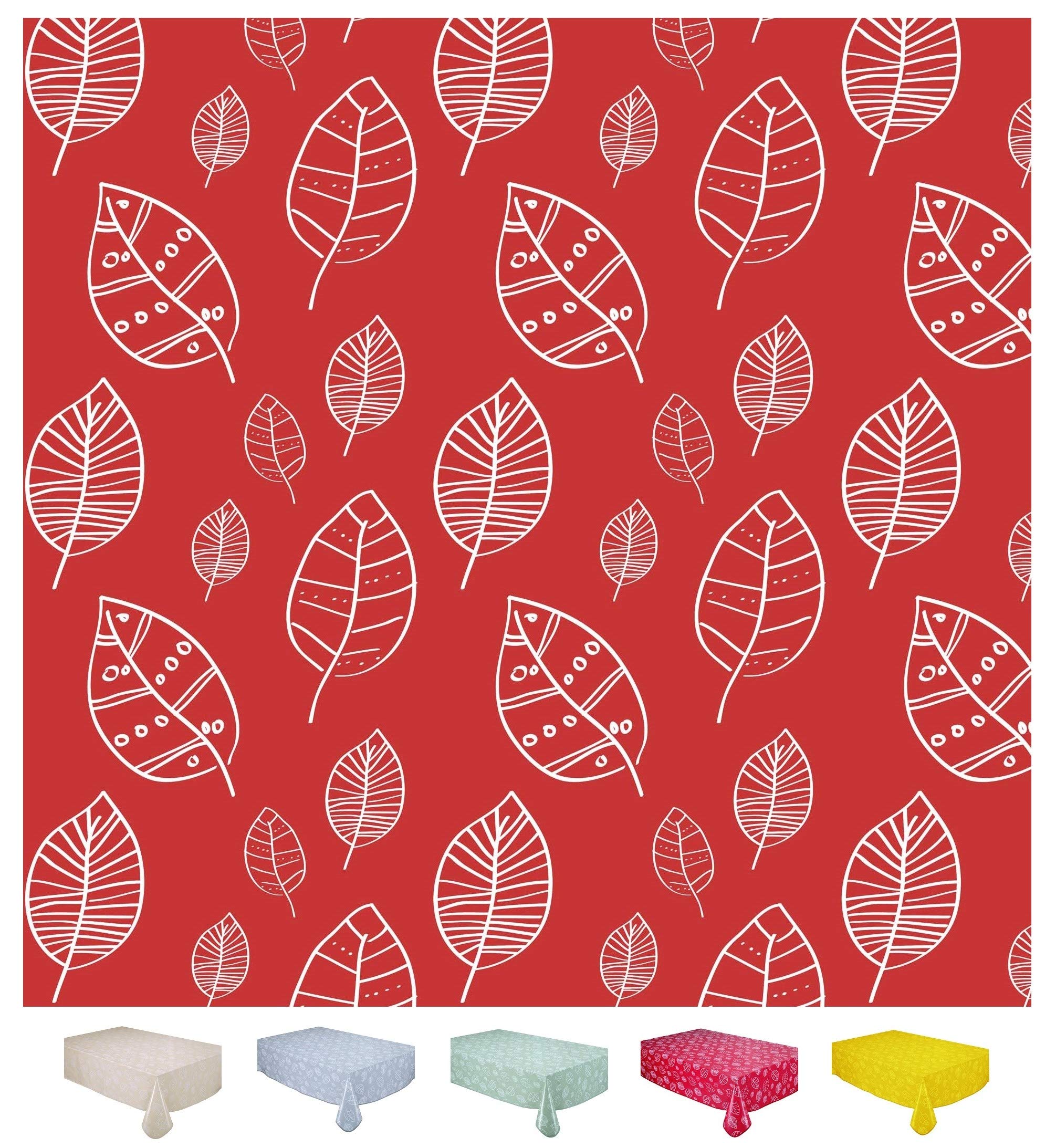 Home Direct Rectangular Oilcloth PVC Wipe Clean Tablecloth 140cm x 180cm 55x70 Leaves Red