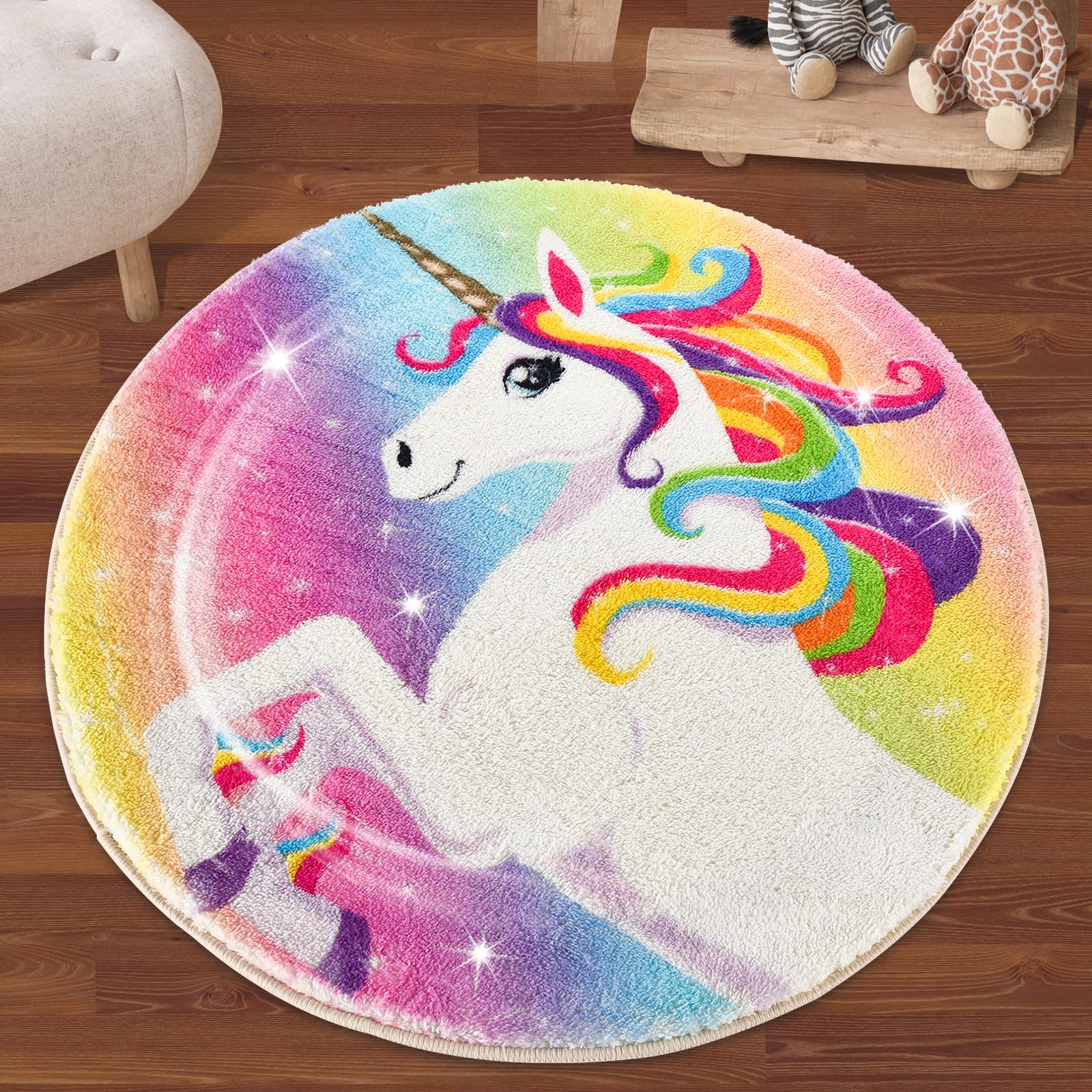 Unicorn Rug for Girls Room - Microfiber Fluffy Rug for Girl Room ...