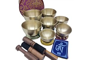 KHUSI,Tibetan Singing Bowl Set -Seven Chakra Healing Design Meditation Sound Bowl - Ideal for Meditation, Yoga, Mindfulness Healing Usage - Set of 7