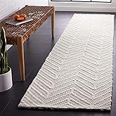 SAFAVIEH Marbella Collection Runner Rug - 2'3" x 9', Ivory & Beige, Handmade Chevron Wool, Ideal for High Traffic Areas in Li