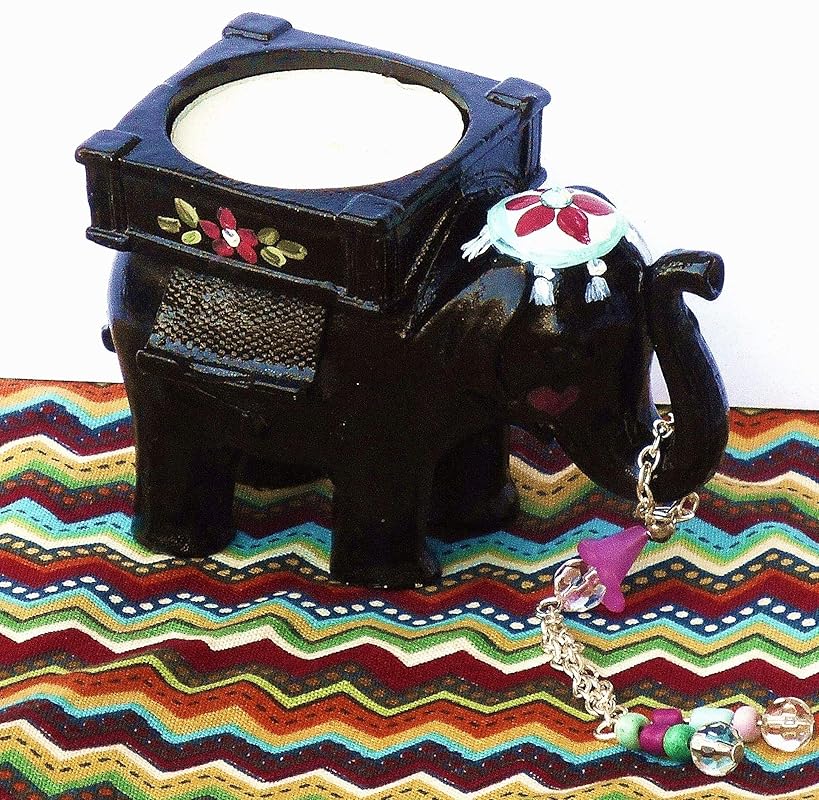 Black Elephant Tea Light Candle Holder Set Boho Decor Bohemian Decorations with