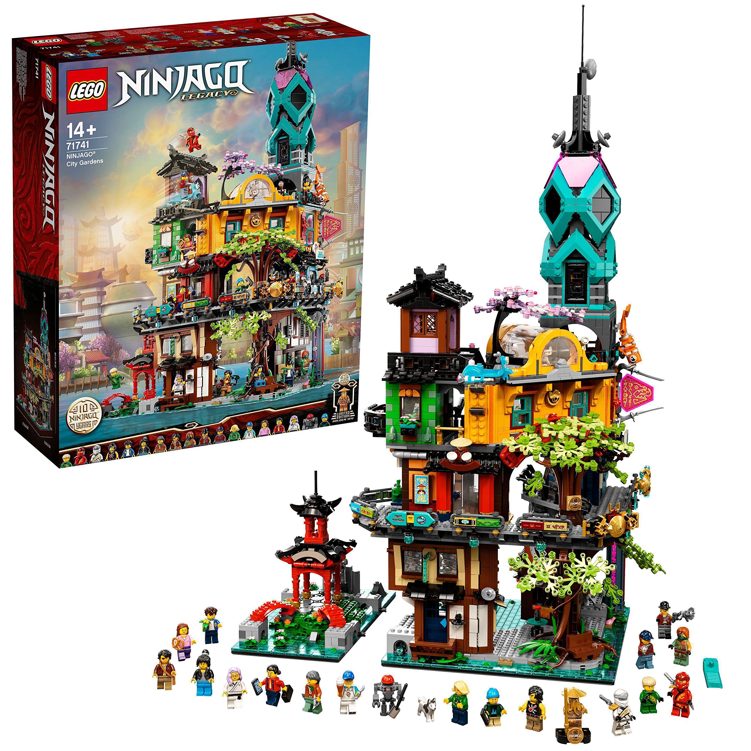 LEGO 71741 NINJAGO City Gardens Large Model Building Kit, Ninja House Building Toy with 19 Minifigures and Animal Figures, Gifts for Boys & Girls