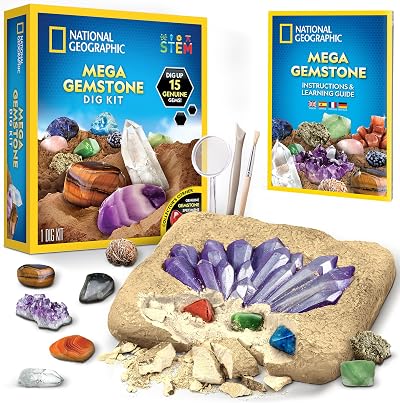 Blue Marble National Geographic Mega Gemstone Dig Kit with 15 Real Gemstones