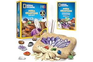 National Geographic Mega Gemstone Dig Kit – Gemstones and Crystals Digging Kit, Science Kit for Kids, Gift for Girls and Boys