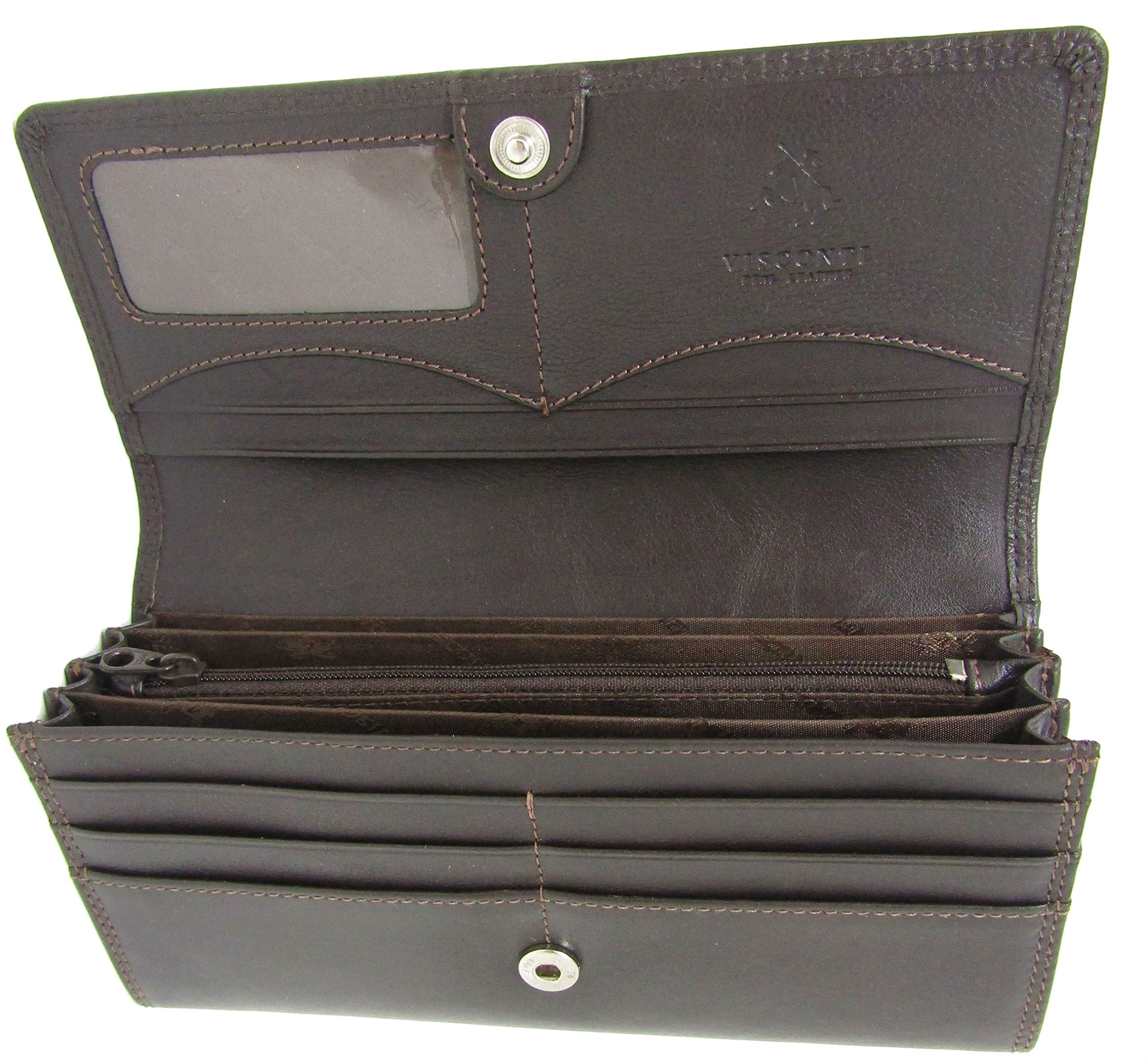 Gorgeous Visconti Buckingham Soft Leather Card Cash Coin Purse Wallet RFID Protection Gift Boxed HT35 (Chocolate Brown)