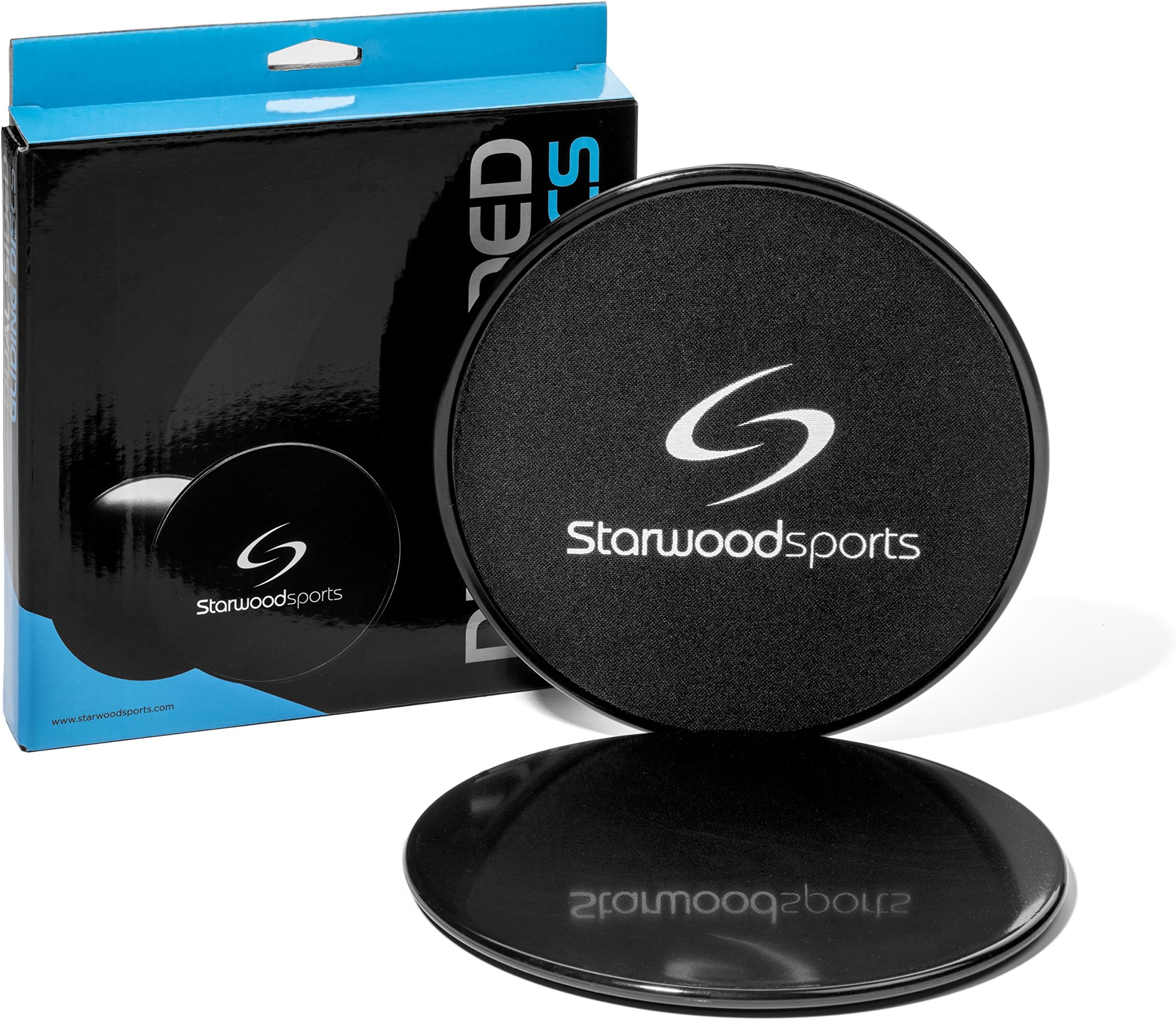 Starwood Sports Slider Discs | 2 Dual Sided Sliders Fitness for Carpet or Hardwood Floors | Ideal for Sport, Core Training, Fitness & CrossFit | Perfect Fitness Accessories For Your Home Gym | (Black)