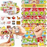 72PCS Farm Animal Party Favors - 48PCS Pre-cut Tattoos & 24PCS Slap Bracelets - Barnyard Birthday Supplies, Cow & Tractor Decorations, Gifts for Girls & Boys