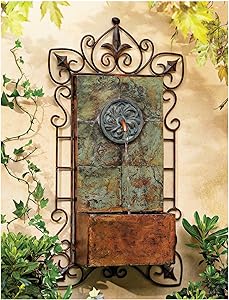 Lamps Plus Ibizi Rustic Outdoor Wall Water Fountain with Light LED 33" High Medallion for Yard Garden Patio Deck Home Hallway Entryway - John Timberland