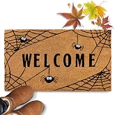 Spiderweb Doormat 30x17 Inch Spider Web Welcome Mat Halloween Coir Door Mat | Non-Slip PVC Backing, No-bleed Stays Vibrant in Covered Outdoor Areas