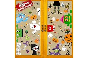 90SHINE 625PCS Halloween Decorations Window Clings - Hallowmas Ghost Spider Bat Pumpkin Monster Peeking Decals Party Supplies Decor