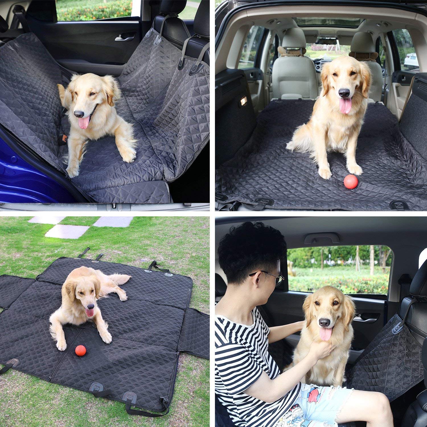 Dog Seat Cover for Back Seat Car Rear Seat Covers for Pet Travel Waterproof & Scratchproof & Nonslip Durable Soft Hammock with Eco-Friendly Bag and Dog Seat Belt for Cars Trucks SUV & Van Black