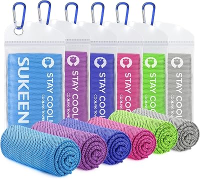 Sukeen 6 Pack Cooling Towels 40x12 Multicolor Microfiber Sports