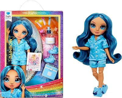 Rainbow High Skyler Junior High PJ Party 22 cm Doll Blue Onesie Slippers