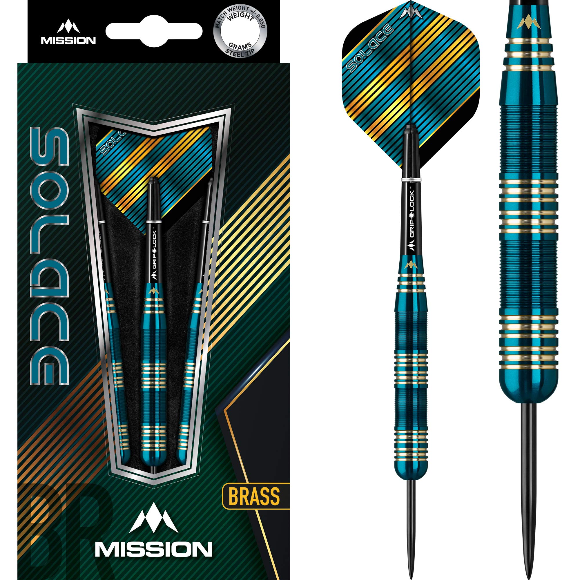 Mission Darts Solace | Professional Steel Tip Darts Set Including Brass Barrels, Points and Flights, M2, Dark Green