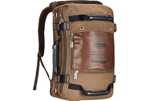KAUKKO Outdoor Travel Men Backpack Hiking Camping Canvas Rucksack (Canvas Khaki)