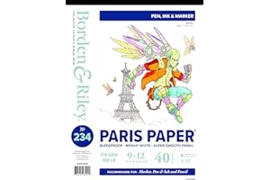 Borden & Riley 9" x 12" #234 Paris Paper Pad, 176 GSM/108 LB, 40 White Sheets, 1 Pad Each (234P091240)