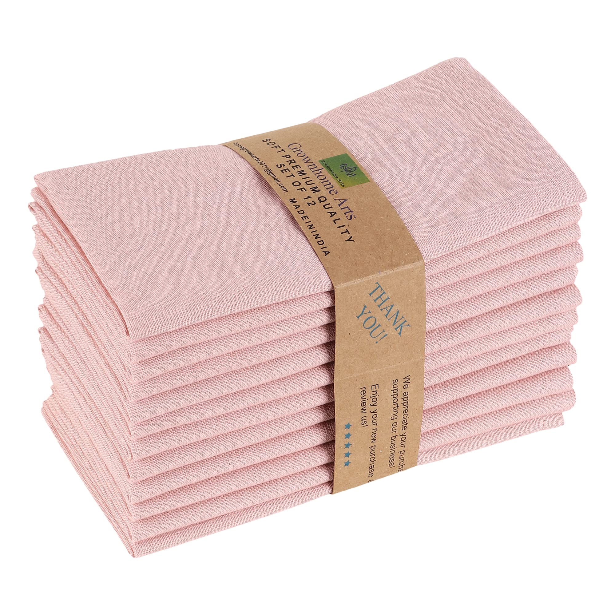 Photo 1 of 85% Cotton 15% Linen Dinner Cloth Set of 12 Napkins for Everyday Use Over Sized Easter Special Mitered Corners Napkins,Pre Shrunk Good Absorbency Ultra Soft Quality18x18 in Blush Pink