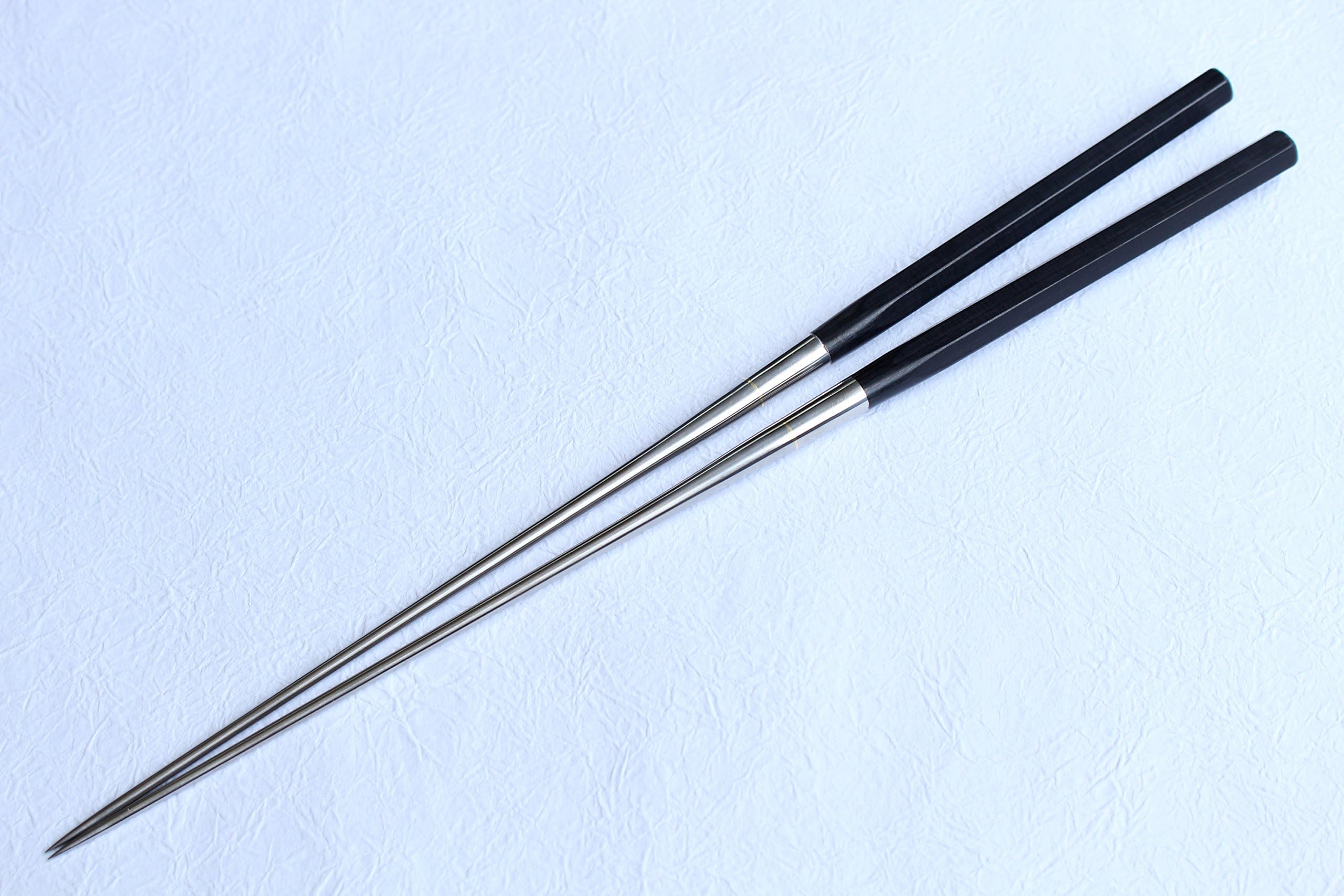 Ibuki Moribashi Chopsticks Honyaki quenching stainless Japanese Sushi Chef's Garnishing hexagon Black plywood 150mm