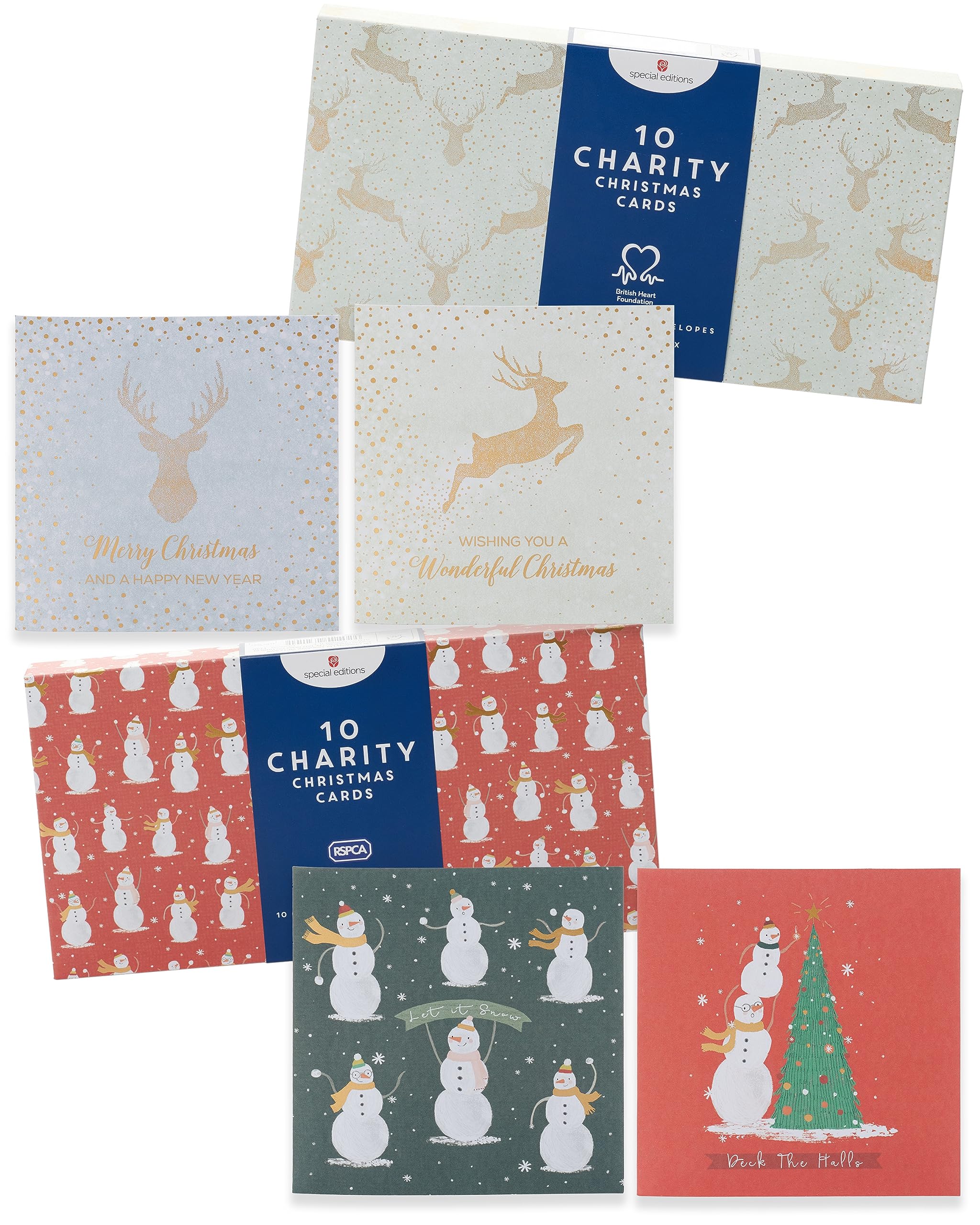 Box of 10 Festive Fun Snowmen RSPCA Charity Christmas Cards in 2 Designs 556996