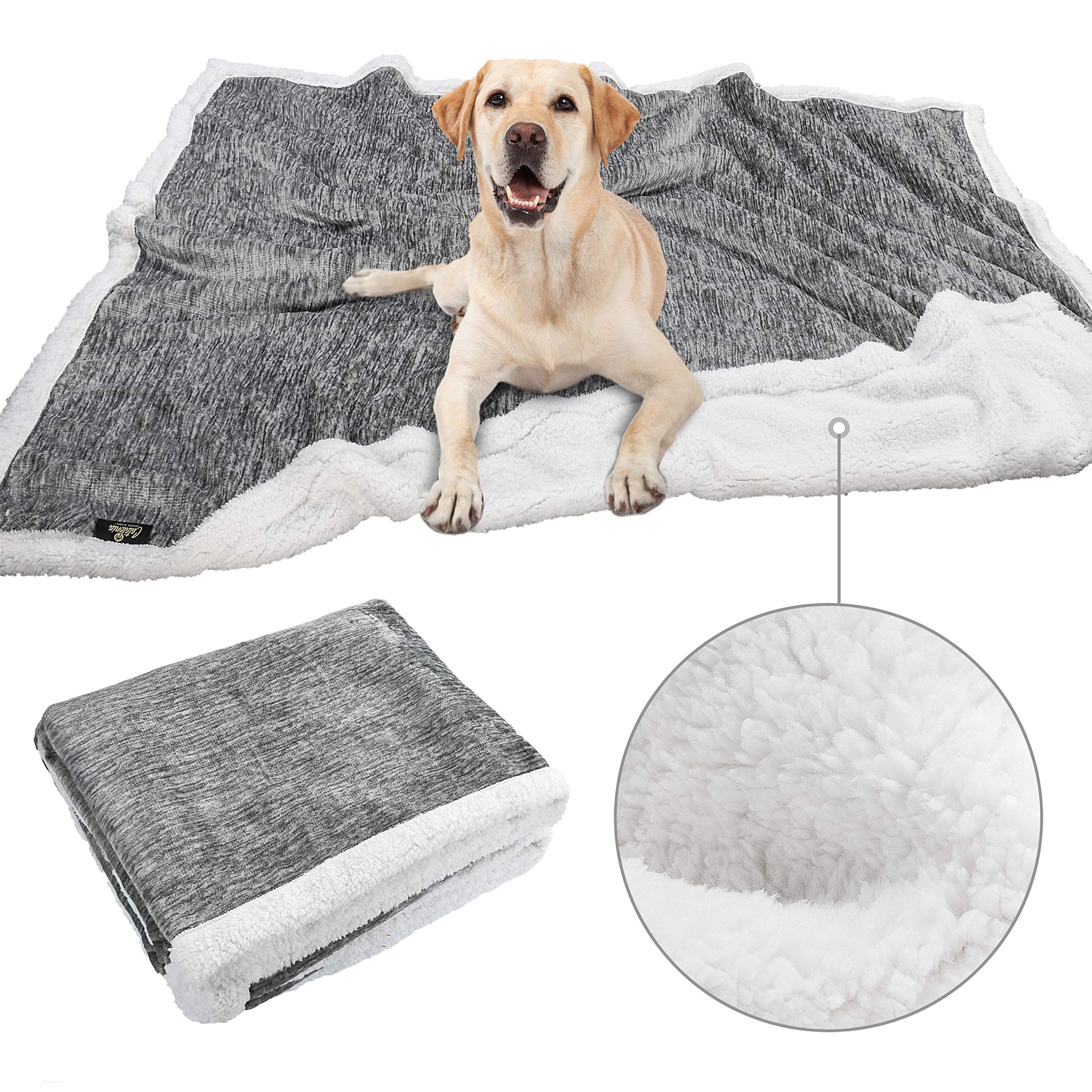 Dog Fleece Blanket, Large Washable Soft Warm Fluffy Sherpa Plush Pet Blankets for Dogs Puppy Doggy Cats Double Thickness Throws 152 x 127 cm