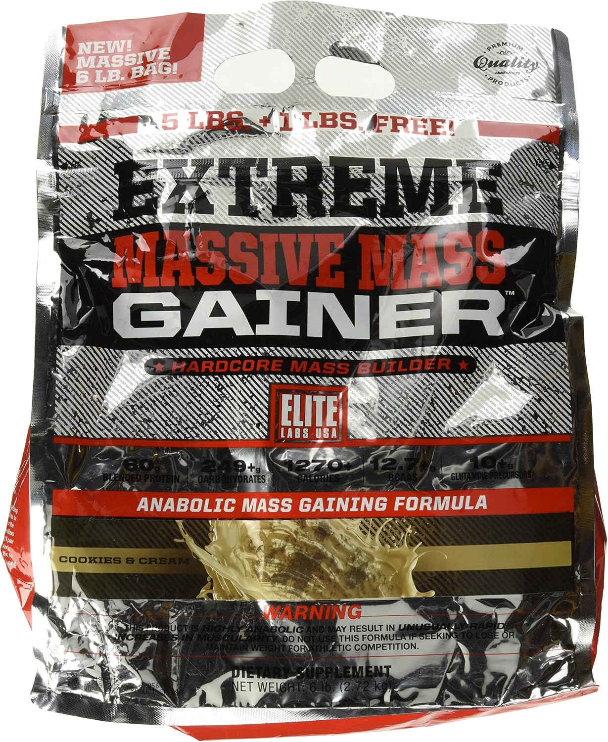Amazon Com Elite Labs Usa Extreme Massive Mass Gainer 6 Pound Cookies N Cream Health Personal Care