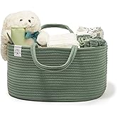 Natemia Diaper Caddy Organizer - Large, Lily Pad - Portable Rope Handles For Car Organizer - Three Compartments for Storage - Versatile Gift Bag For Baby Shower &amp; Registry