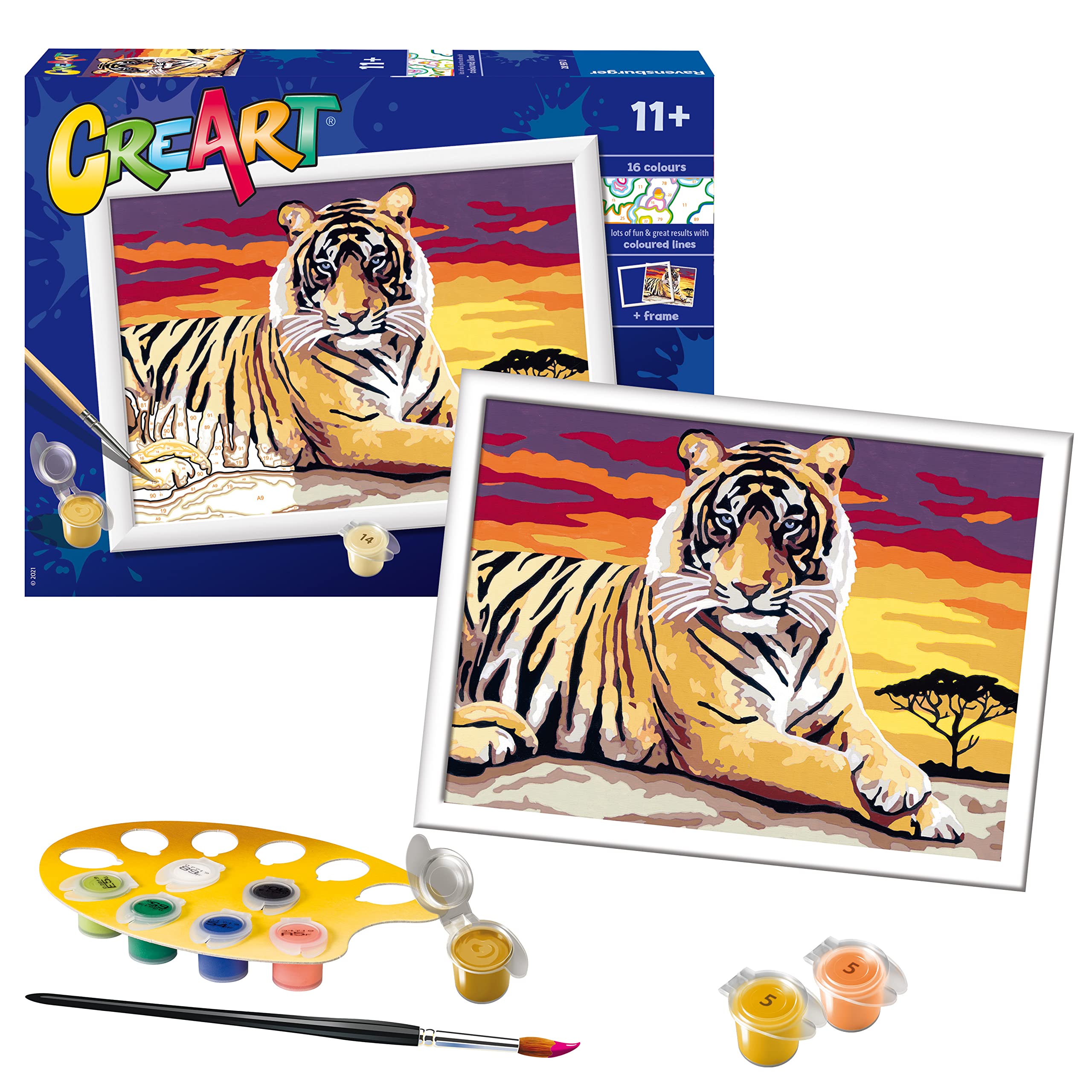 Ravensburger CreArt Majestic Tiger Paint by Numbers for Adults Craft Kits for Adults and Kids Age 11 Years Up
