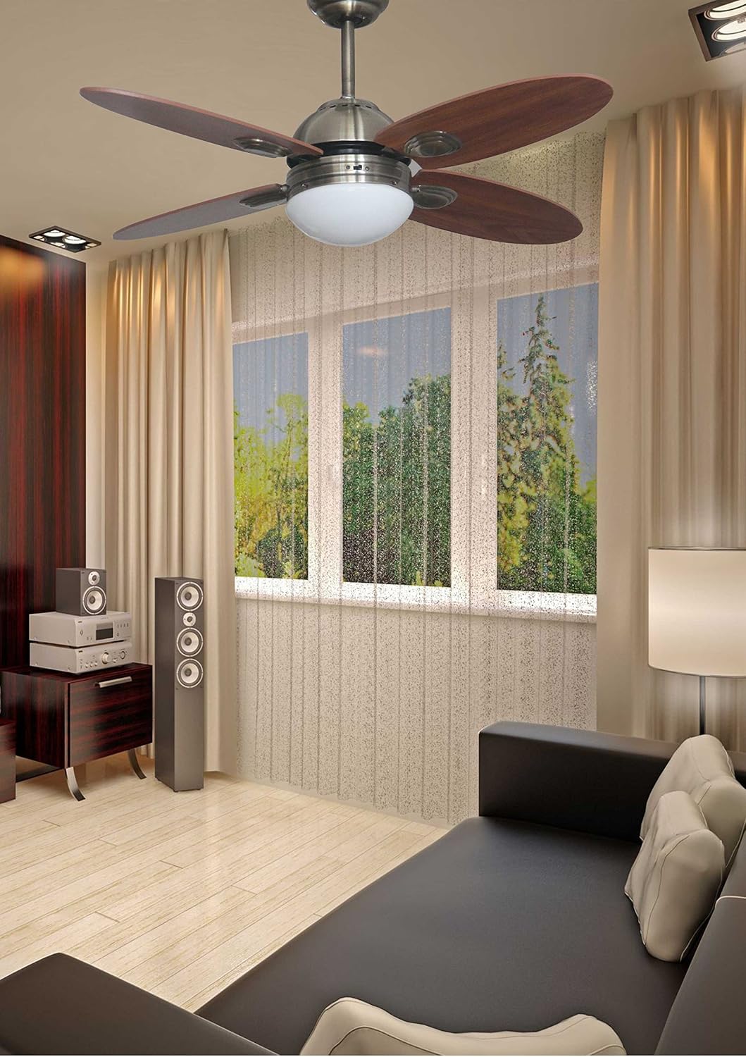 Bastilipo Bermeo Ceiling Fan with Remote Control E27, 60 W, Leather, 105 x 41 cm - Image 5