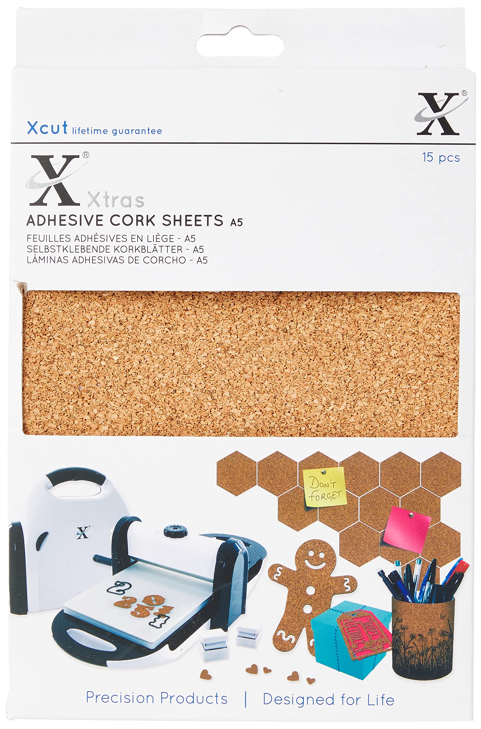 Xcut Xtras A5 Adhesive Cork Sheets 15 Pieces, Natural Colours, Art & Craft, Adhesive Sheets For Craft Projects, Card Making, Scrapbooking Supplies, Sticky Back Sheets, Glitter Holographic Effect