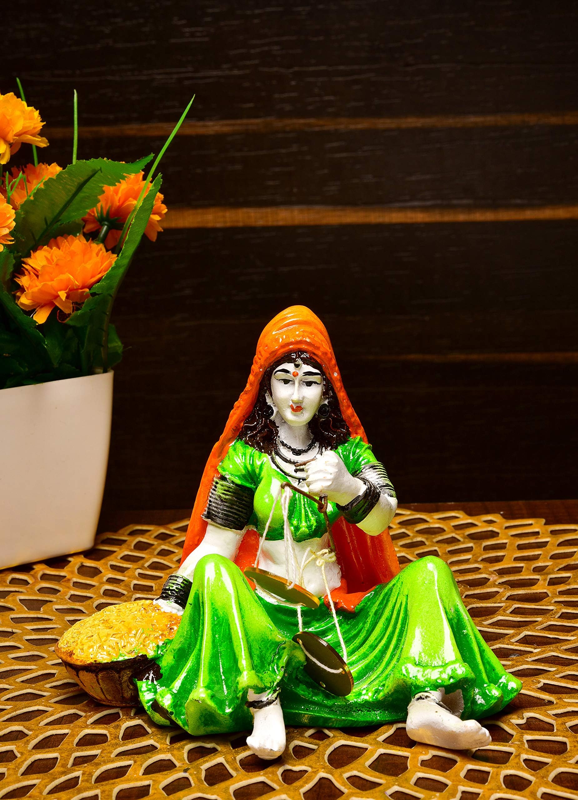 Karigaari Lady with Taraju Polyresine Idol (15.24 cm x 15.24 cm x 15.24 cm)