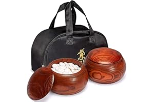 Yellow Mountain Imports Double Convex Melamine Go Game Stones Set with Jujube Bowls - Size 32 (9 millimeters)