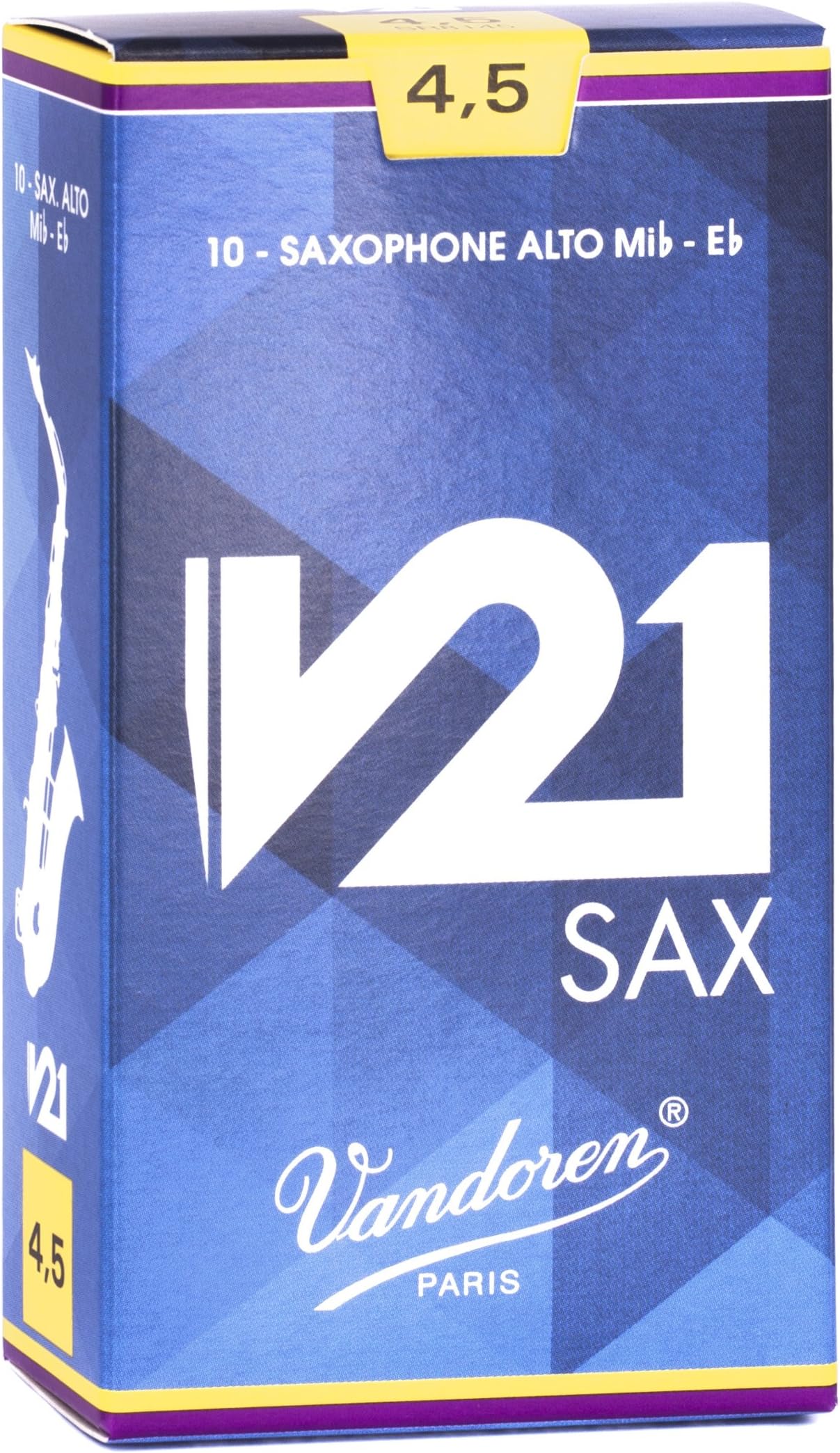 Vandoren SR8145 Alto Saxophone V21 Reeds Strength 4.5; Box of 10