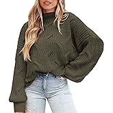 PRETTYGARDEN Women's Fall Oversized Pullover Sweaters Casual Crewneck Long Sleeve Chunky Cable Knit Tops Winter Clothing
