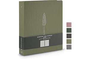 Jumping Fox Design Linen Fabric 3 Ring Binder, 1.5 Inch Binder, for 3 Hole Punch Letter Size Loose Leaf Paper (Letter Size, 3 Round Ring, 1.5", Moss Green)
