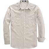 JOGAL Mens Poncho Shirts Long Sleeve Casual Button Down Work Shirt with Two Pockets