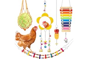 Woiworco 5 Packs Chicken Toys, Chicken Xylophone Toy for hens, Chicken Mirror Toys, Chicken Ladders Swing Toys and Vegetable Hanging Feeder Chicken Coop Accessories