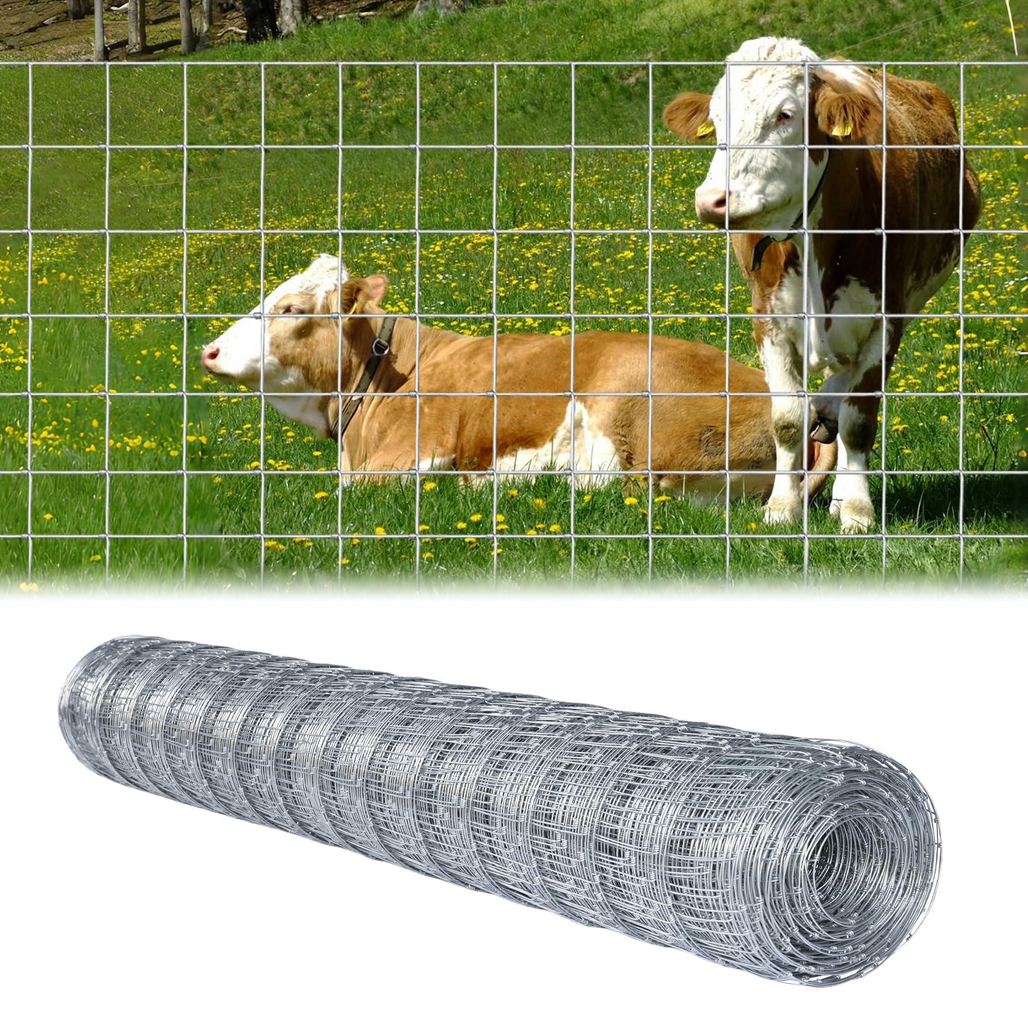 Photo 1 of Livestock Fence, 6ft x 100ft Galvanized Cattle Fence, Heavy Zinc Coating Wire Fencing,Farm Fence for Hog Goat Deer Horse