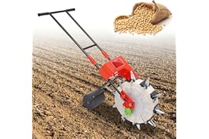 Sootvp Manual Seeder, 10 Nozzles Hand Push Garden Seeder Roller, Peanut Corn Bean Planter Precision Garden Push Seeder Machine, 6.3in Spacing Hand-Push Seeder