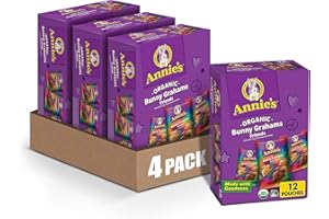 ANNIE’S Annie's Organic Friends Bunny Graham Snacks, Chocolate Chip, Chocolate & Honey, 12 Packets (Pack of 4)