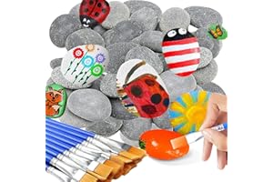 cssopenss 120 Pcs Painting Rocks, 2-3in River Rocks for Painting, 90 Chunk Rocks for Painting & 30Pcs Paint Brushes, Unique Stones for DIY Gifts Art Craft Decor