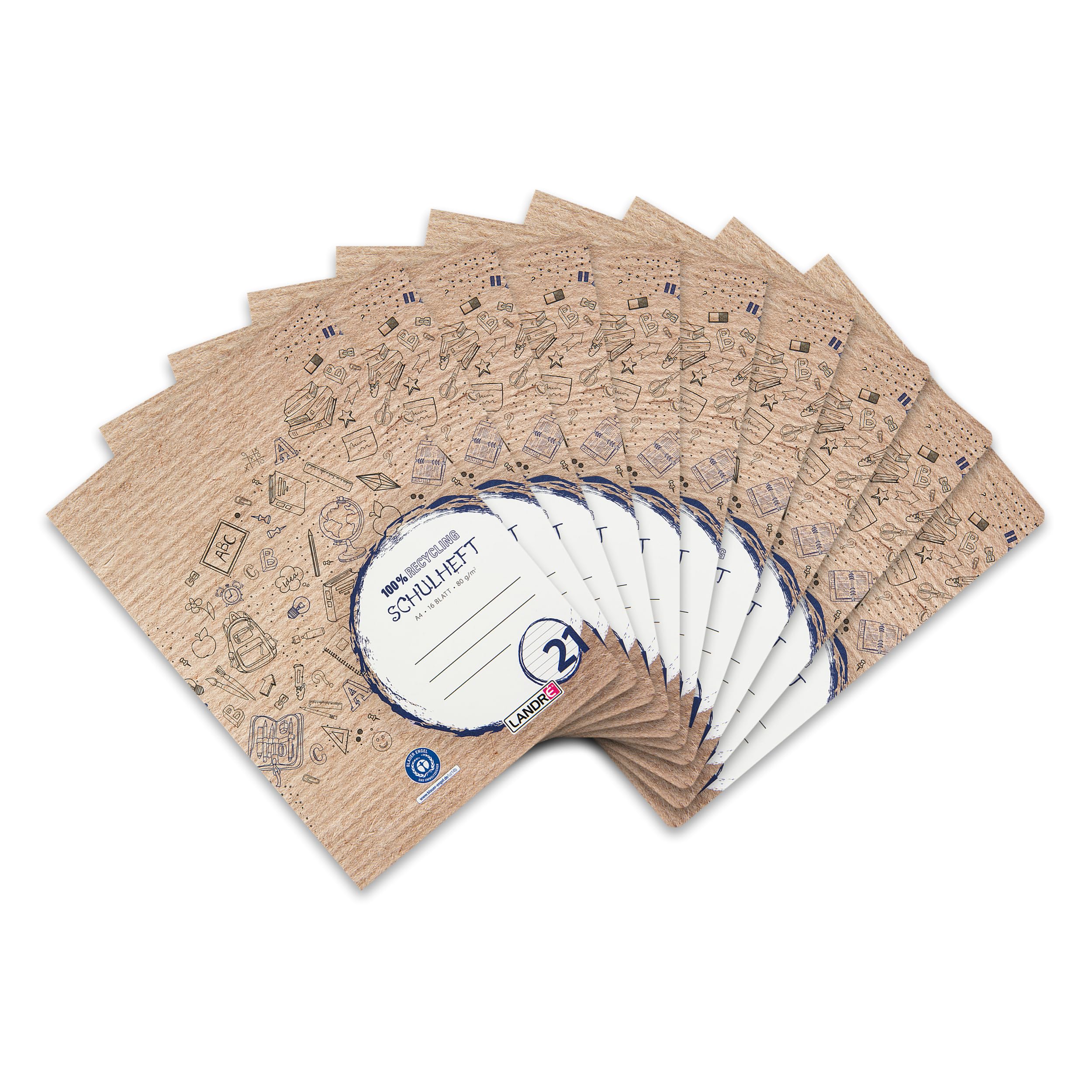 Landré A4 Recycled Exercise Book 16 Sheets Line Style 21 Lined Pack of 10