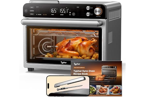 Typhur Sync Oven with Smart Wireless Meat Thermometer Probe, 12‑in‑1 Countertop Air Fryer Toaster Oven Combo, 360° Turbo Conv
