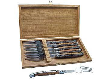 Baladéo Laguiole Gabel-Set, 6 Gabeln Messer Silber 20 x 10 x 2 cm