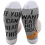 PXTIDY Hot Dog Socks Fried Food Hot Dog Lover Gifts If You Can Read This I Want Eat Hot Dog Novelty Socks