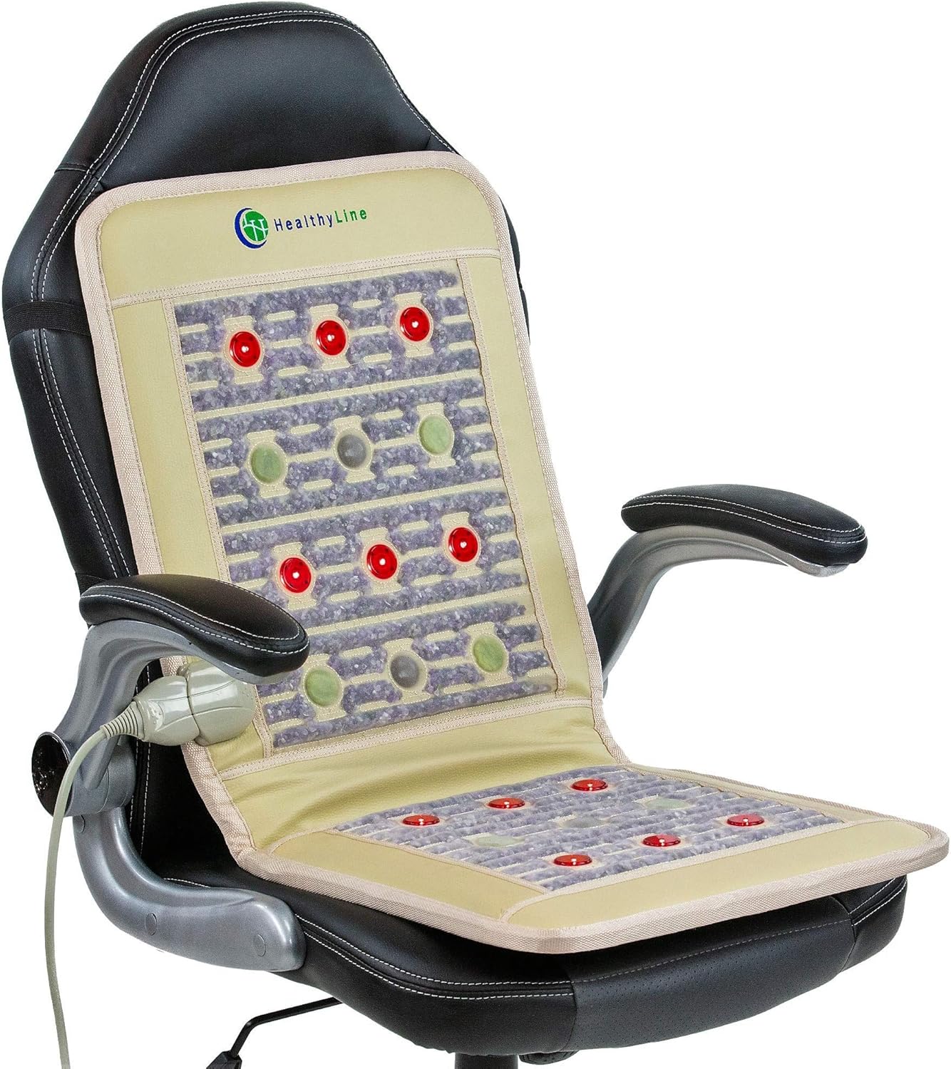 HealthyLine PEMF Infrared Heated Chair Pad with Photon Light Therapy - TAJ Chair 4018 Firm - Inframat Pro - 40 Inches by 18 Inches