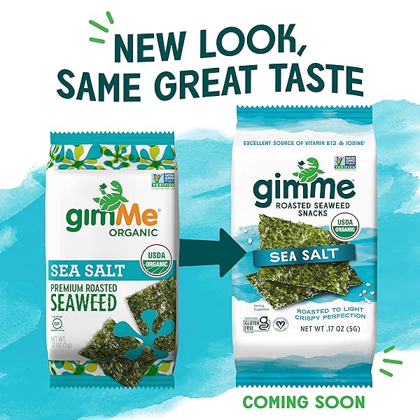 GIMME SEAWEED, ORGANIC ROASTED SEAWEED, (5G), NON-GMO & GLUTEN-FREE, SEA SALT, 0.17 OZ