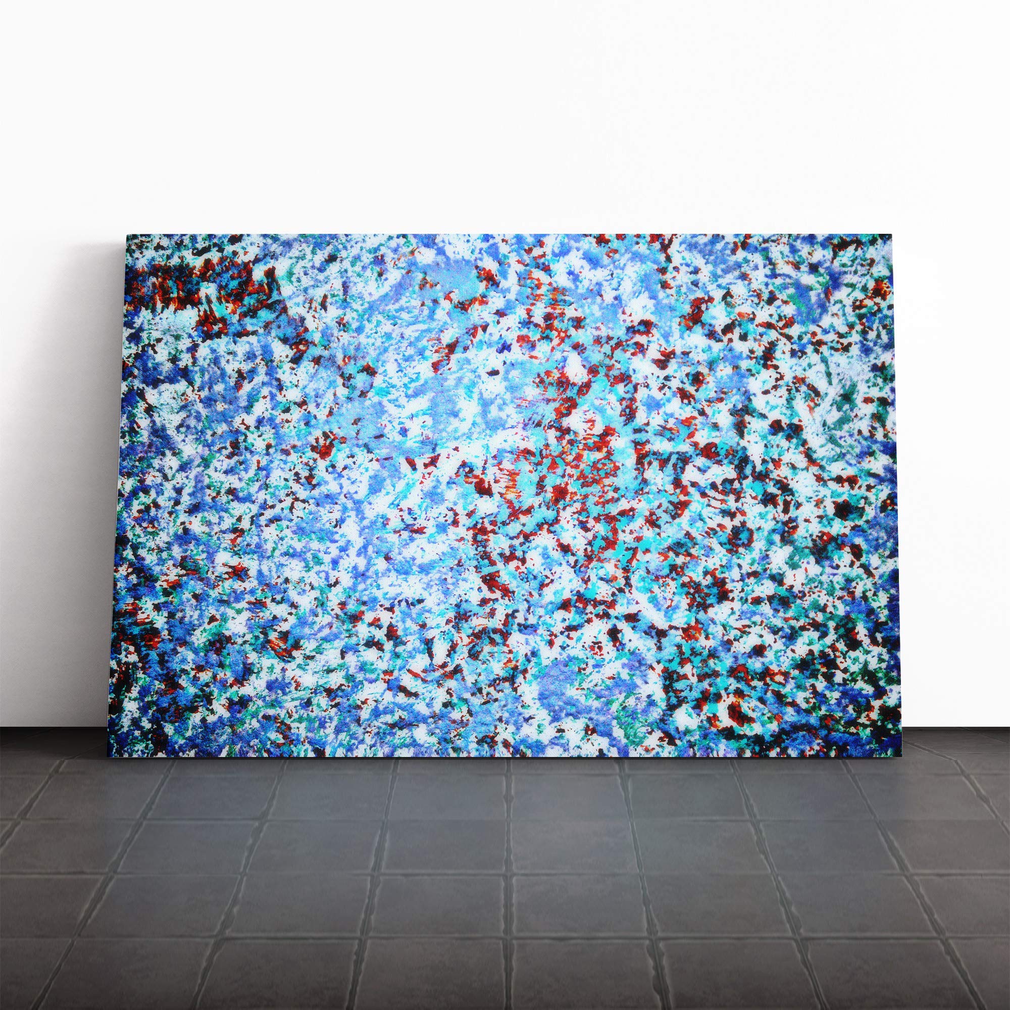 Wall Blue Abstract Art (22) Canvas Print | Gallery Wrapped 30mm Frame Wall Art | 20x14 inches | Ready to Hang | Abstract Picture | Living Room Bedroom Lounge Office